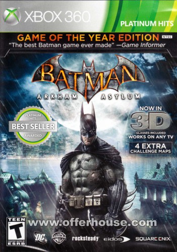 Batman Arkham Asylum - Game of the Year Edition (Platinum Hits) - U.S Ver. (Xbox 360) cover front
